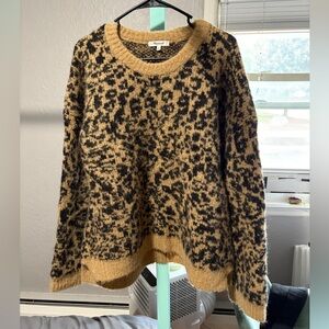 Madewell Crewneck Pullover Sweater in Leopard